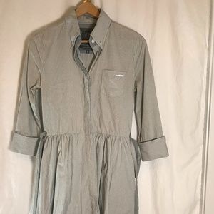 SOLD - Superdry Grey Striped Button-up Shirtdress